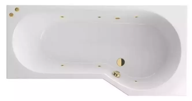 Гидромассажная ванна акриловая «Excellent» Be Spot 160/80 Soft с каркасом с сифоном белая/золото правая