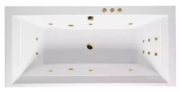 Гидромассажная ванна акриловая «Excellent» Crown Grand 190/90 Smart с каркасом с сифоном белая/золото