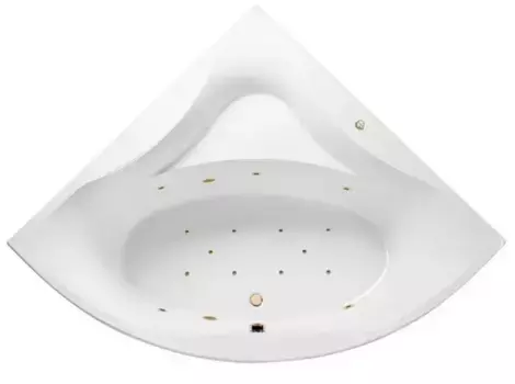 Гидромассажная ванна акриловая «Excellent» Glamour 150/150 Relax с каркасом с сифоном белая/золото