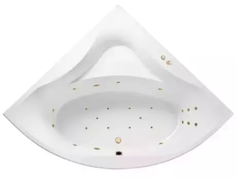 Гидромассажная ванна акриловая «Excellent» Glamour 150/150 Ultra с каркасом с сифоном белая/золото