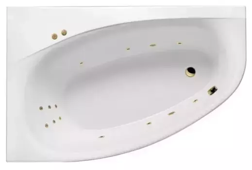 Гидромассажная ванна акриловая «Excellent» Kameleon 170/110 Line с каркасом с сифоном белая/золото левая