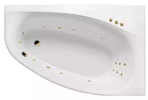 Гидромассажная ванна акриловая «Excellent» Kameleon 170/110 Smart с каркасом с сифоном белая/золото правая