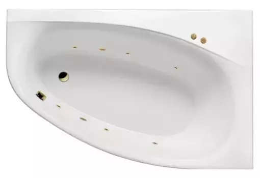 Гидромассажная ванна акриловая «Excellent» Kameleon 170/110 Soft с каркасом с сифоном белая/золото правая