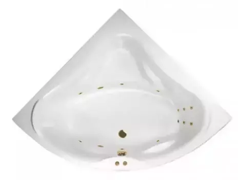 Гидромассажная ванна акриловая «Excellent» Konsul 150/150 Line с каркасом с сифоном белая/золото