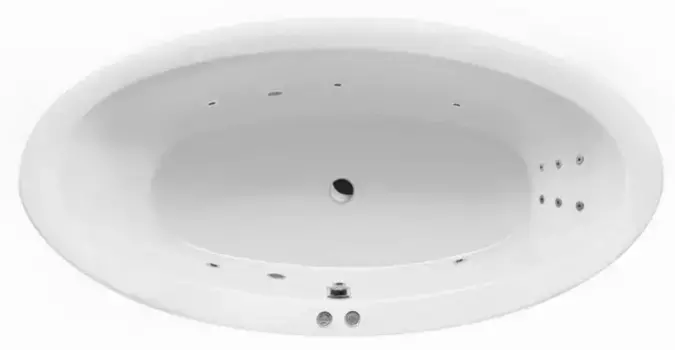 Гидромассажная ванна акриловая «Excellent» Lumina 190/95 Line с каркасом с сифоном белая/хром
