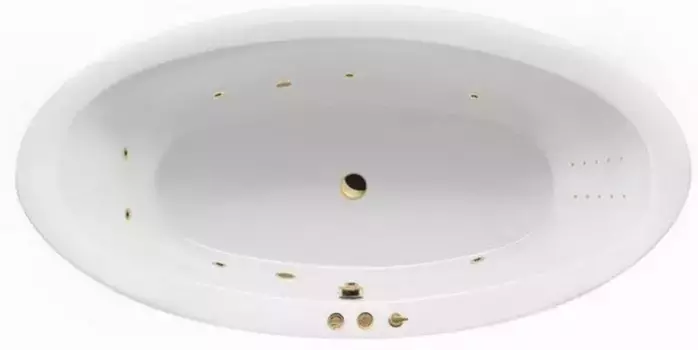 Гидромассажная ванна акриловая «Excellent» Lumina 190/95 Smart Nano с каркасом с сифоном белая/золото