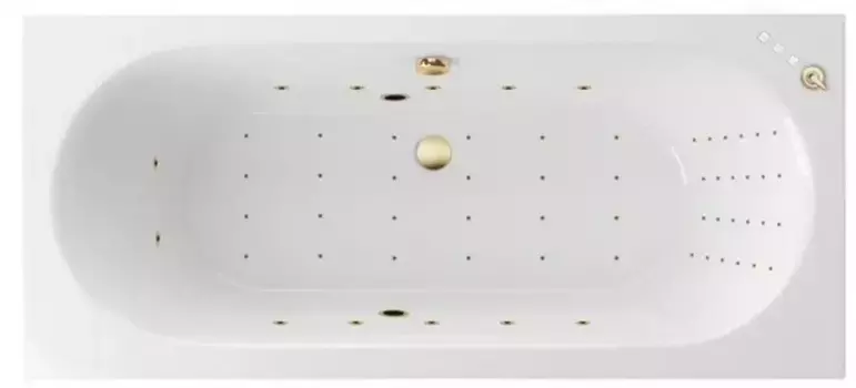 Гидромассажная ванна акриловая «Excellent» Oceana 180/80 Nano с каркасом с сифоном белая/золото