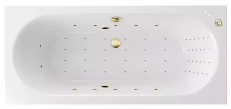 Гидромассажная ванна акриловая «Excellent» Oceana Slim 160/75 Nano с каркасом с сифоном белая/золото
