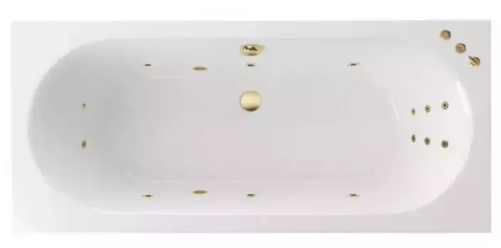 Гидромассажная ванна акриловая «Excellent» Oceana Slim 160/75 Smart с каркасом с сифоном белая/золото