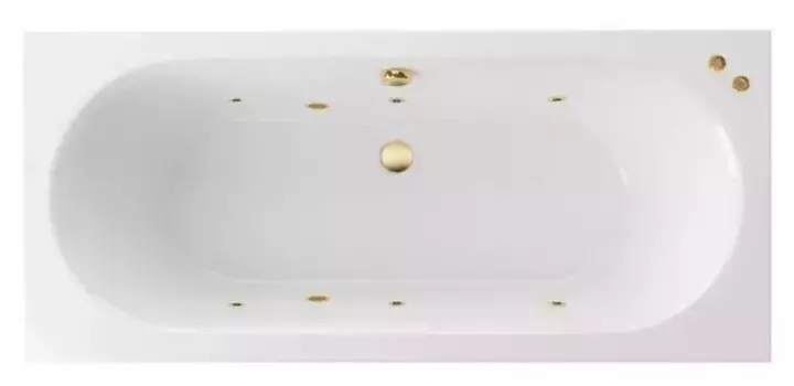 Гидромассажная ванна акриловая «Excellent» Oceana Slim 160/75 Soft с каркасом с сифоном белая/золото