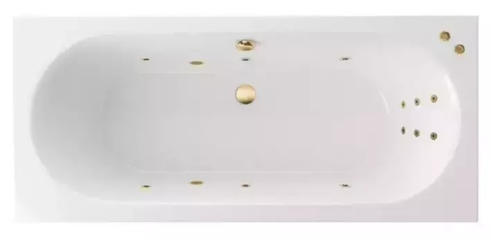 Гидромассажная ванна акриловая «Excellent» Oceana Slim 180/80 Line с каркасом с сифоном белая/золото