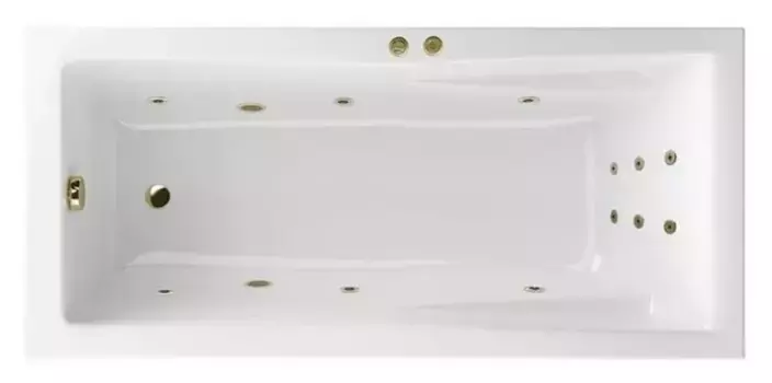 Гидромассажная ванна акриловая «Excellent» Palace 180/80 Line с каркасом с сифоном белая/бронза