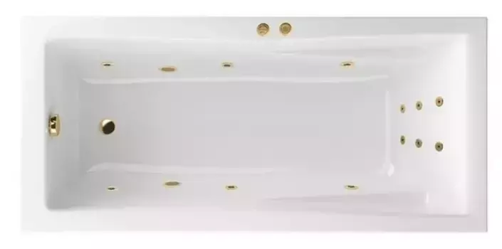 Гидромассажная ванна акриловая «Excellent» Palace 180/80 Line с каркасом с сифоном белая/золото