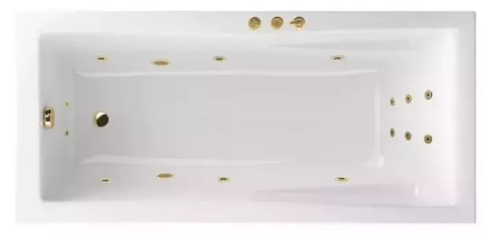 Гидромассажная ванна акриловая «Excellent» Palace 180/80 Smart с каркасом с сифоном белая/золото