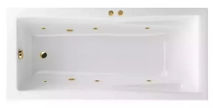 Гидромассажная ванна акриловая «Excellent» Palace 180/80 Soft с каркасом с сифоном белая/золото