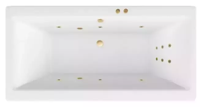 Гидромассажная ванна акриловая «Excellent» Pryzmat 180/80 Line с каркасом с сифоном белая/золото