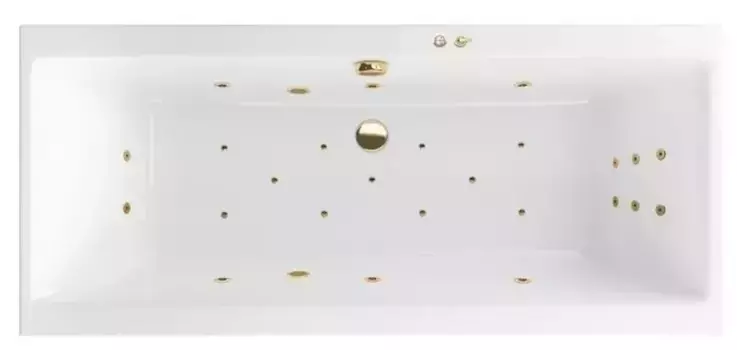 Гидромассажная ванна акриловая «Excellent» Pryzmat 190/90 Ultra с каркасом с сифоном белая/золото