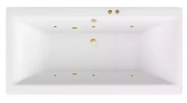 Гидромассажная ванна акриловая «Excellent» Pryzmat 200/90 Soft с каркасом с сифоном белая/золото
