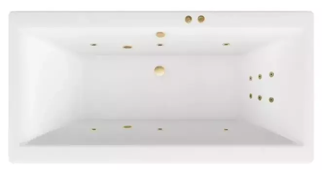 Гидромассажная ванна акриловая «Excellent» Pryzmat Slim 160/75 Line с каркасом с сифоном белая/золото