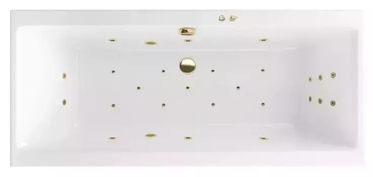 Гидромассажная ванна акриловая «Excellent» Pryzmat Slim 160/75 Ultra с каркасом с сифоном белая/золото