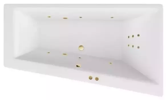 Гидромассажная ванна акриловая «Excellent» Sfera 170/100 Line с каркасом с сифоном белая/золото правая