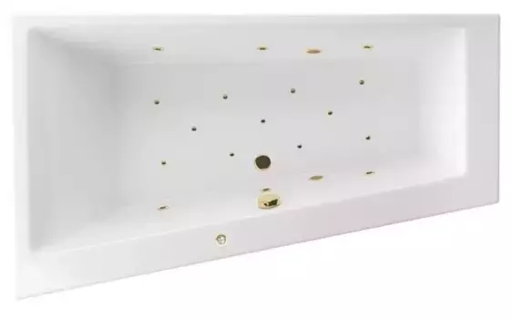 Гидромассажная ванна акриловая «Excellent» Sfera 170/100 Relax с каркасом с сифоном белая/золото левая