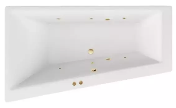 Гидромассажная ванна акриловая «Excellent» Sfera 170/100 Soft с каркасом с сифоном белая/золото левая