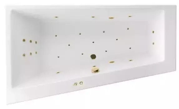 Гидромассажная ванна акриловая «Excellent» Sfera 170/100 Ultra с каркасом с сифоном белая/золото левая