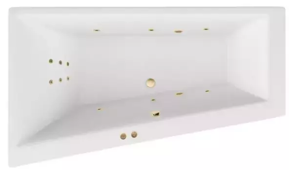 Гидромассажная ванна акриловая «Excellent» Sfera Slim 170/100 Line с каркасом с сифоном белая/золото левая