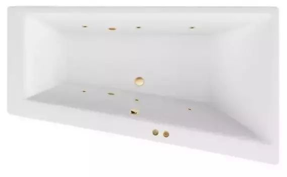 Гидромассажная ванна акриловая «Excellent» Sfera Slim 170/100 Soft с каркасом с сифоном белая/золото правая
