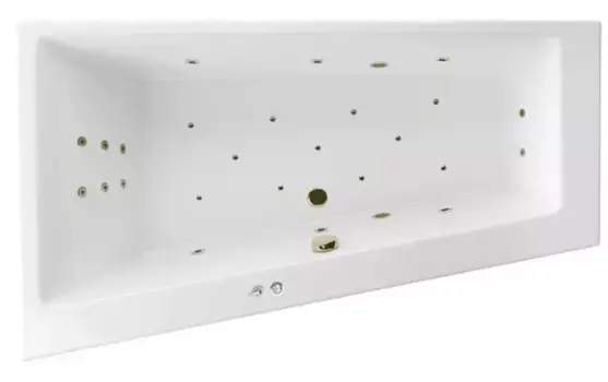 Гидромассажная ванна акриловая «Excellent» Sfera Slim 170/100 Ultra с каркасом с сифоном белая/бронза левая