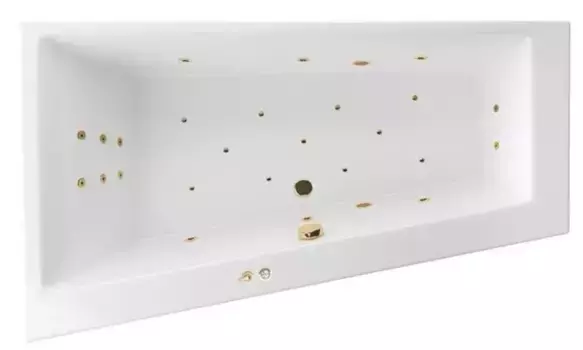Гидромассажная ванна акриловая «Excellent» Sfera Slim 170/100 Ultra с каркасом с сифоном белая/золото левая