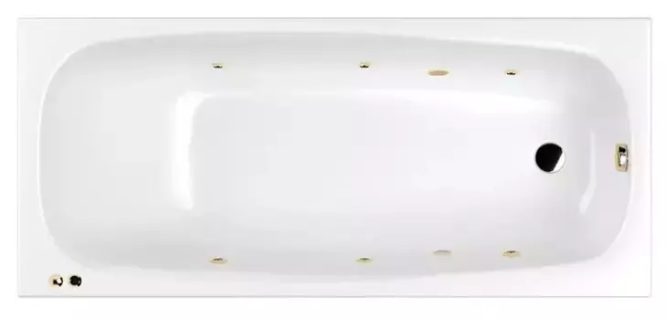 Гидромассажная ванна акриловая «Whitecross» Layla 170/75 Soft с каркасом с сифоном белая/золото