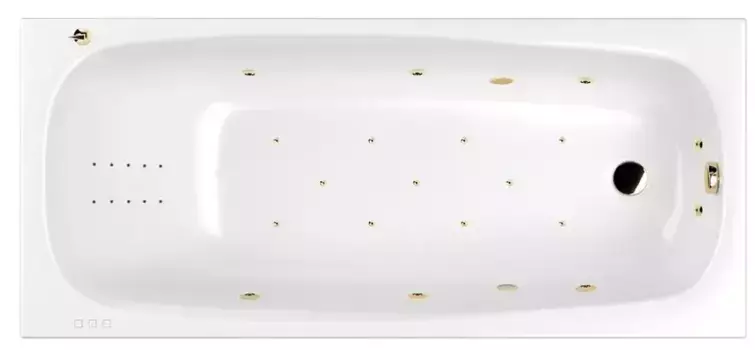 Гидромассажная ванна акриловая «Whitecross» Layla 170/75 Ultra Nano с каркасом с сифоном белая/золото