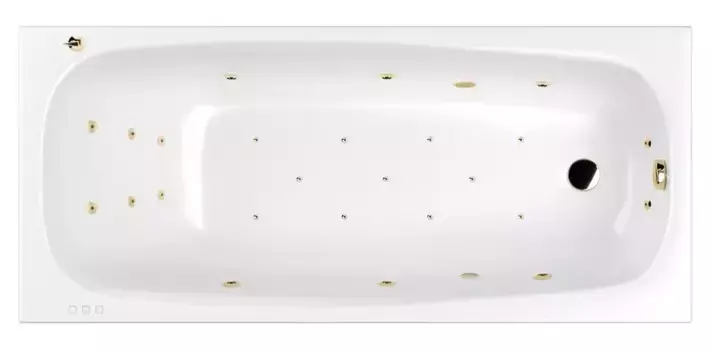 Гидромассажная ванна акриловая «Whitecross» Layla 180/80 Ultra с каркасом с сифоном белая/золото