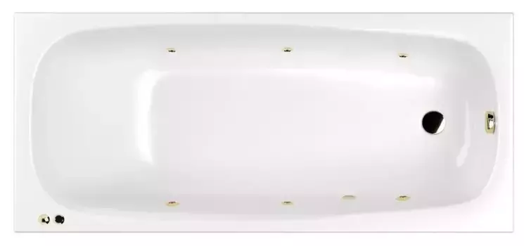 Гидромассажная ванна акриловая «Whitecross» Layla Slim 170/75 Soft с каркасом с сифоном белая/золото
