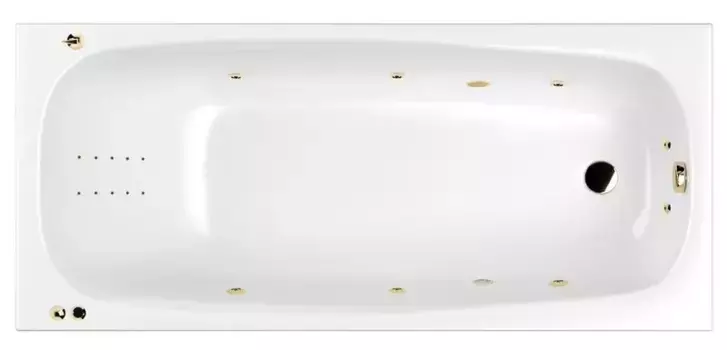 Гидромассажная ванна акриловая «Whitecross» Layla Slim 170/75 Smart Nano с каркасом с сифоном белая/золото