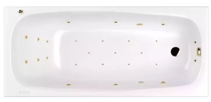 Гидромассажная ванна акриловая «Whitecross» Layla Slim 180/80 Ultra с каркасом с сифоном белая/золото