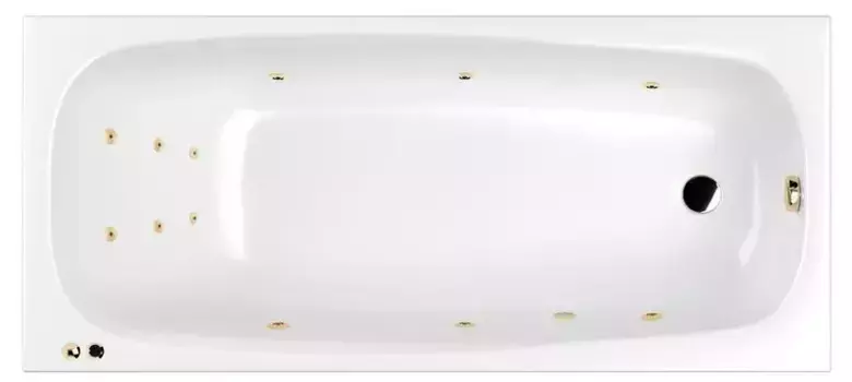Гидромассажная ванна акриловая «Whitecross» Layla Slim 180/80 Line с каркасом с сифоном белая/золото