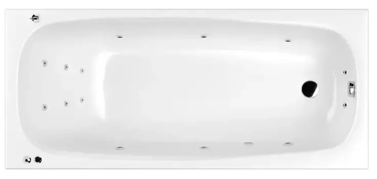 Гидромассажная ванна акриловая «Whitecross» Layla Slim 180/80 Smart с каркасом с сифоном белая/хром