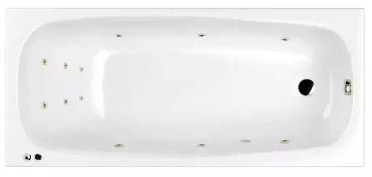 Гидромассажная ванна акриловая «Whitecross» Layla Slim 180/80 Line с каркасом с сифоном белая/бронза