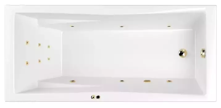 Гидромассажная ванна акриловая «Whitecross» Palace 180/80 Line с каркасом с сифоном белая/золото