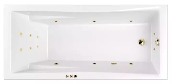 Гидромассажная ванна акриловая «Whitecross» Palace 180/80 Smart с каркасом с сифоном белая/золото