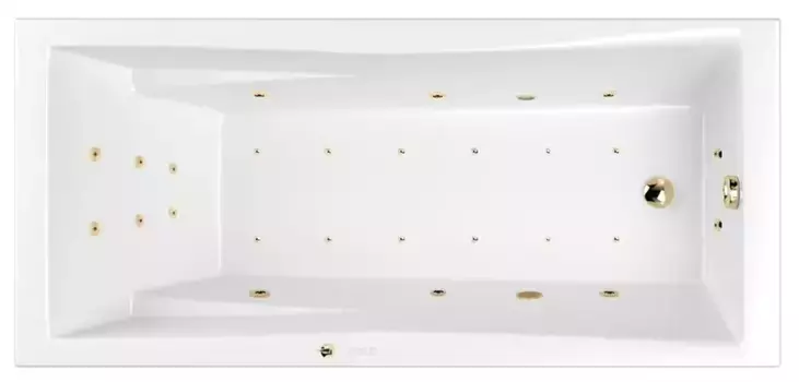 Гидромассажная ванна акриловая «Whitecross» Palace 180/80 Ultra с каркасом с сифоном белая/золото