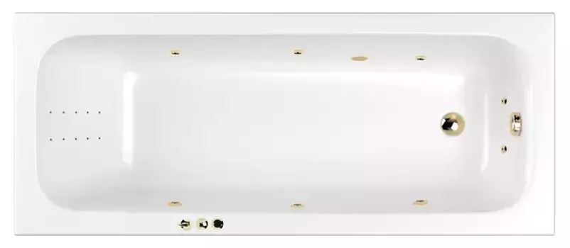 Гидромассажная ванна акриловая «Whitecross» Vibe 170/70 Smart Nano с каркасом с сифоном белая/золото