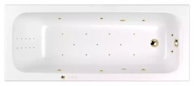 Гидромассажная ванна акриловая «Whitecross» Vibe 170/70 Ultra Nano с каркасом с сифоном белая/золото