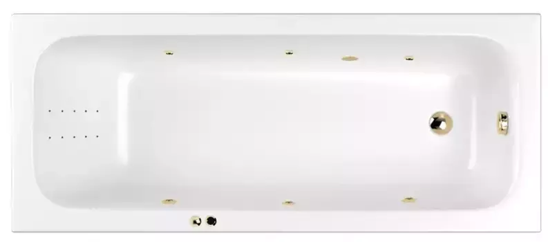 Гидромассажная ванна акриловая «Whitecross» Vibe 170/70 Line Nano с каркасом с сифоном белая/золото