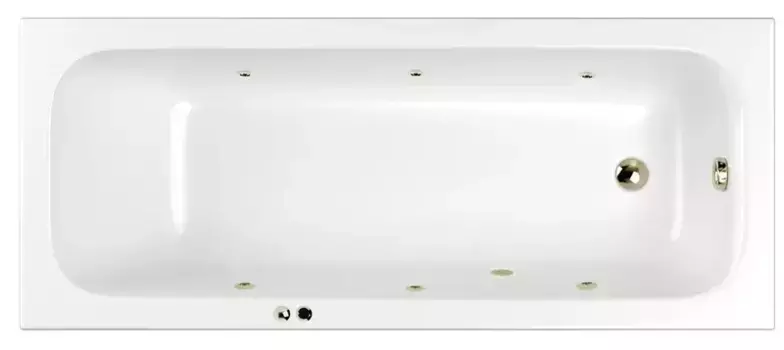 Гидромассажная ванна акриловая «Whitecross» Vibe 180/75 Soft с каркасом с сифоном белая/бронза