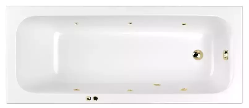 Гидромассажная ванна акриловая «Whitecross» Vibe 180/75 Soft с каркасом с сифоном белая/золото