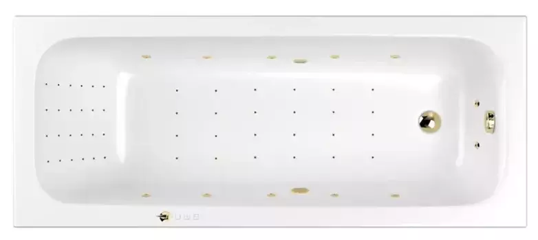 Гидромассажная ванна акриловая «Whitecross» Vibe 180/75 Nano с каркасом с сифоном белая/золото